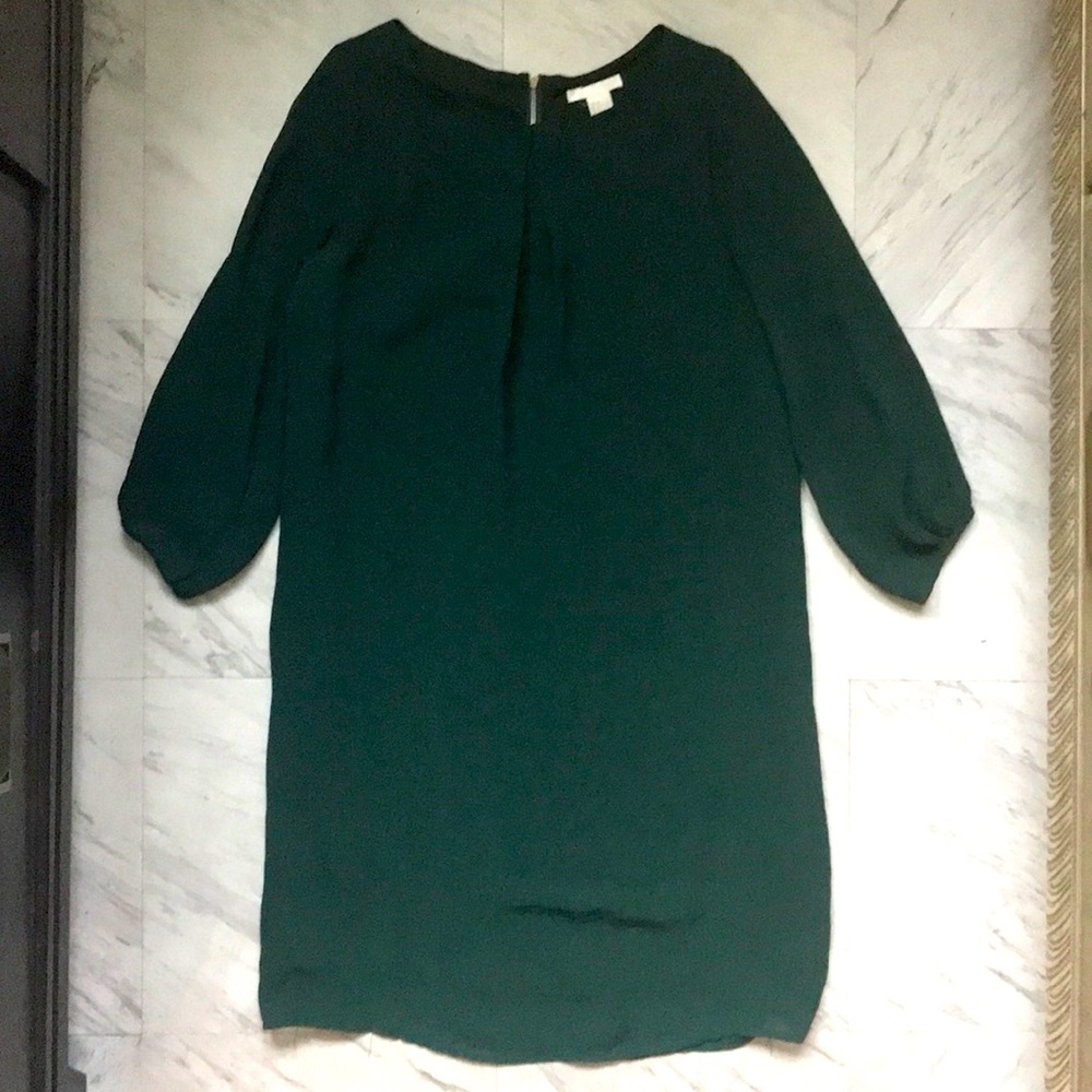 H&M Green Pleated Shift Sz 2 Dress